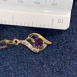 Gold tone “amethyst” Pendent with 20” chain-Beautiful!!